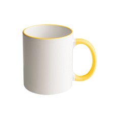 Tazza Bianca in Ceramica con Manico ed Interno Colorato Giallo da 11oz.