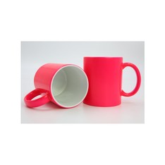 Tazza Bianca in Ceramica con Manico ed Interno Colorato FLUO FUCSIA da 11 oz.
