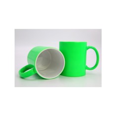 Tazza Bianca in Ceramica con Manico ed Interno Colorato FLUO VERDE da 11 oz.